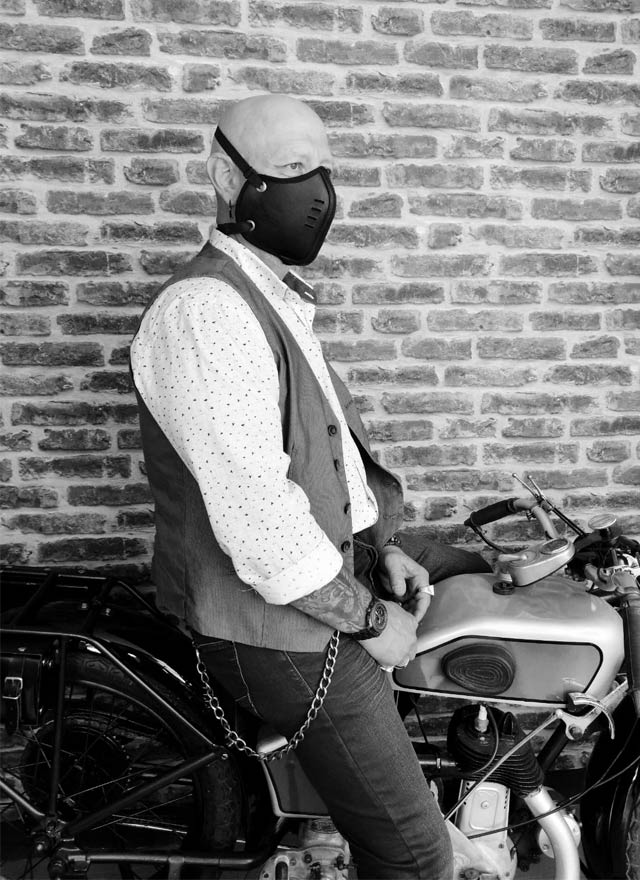 Noir PU Cuir SILENCIEUX demi-masque Biker Moto Adulte Pièce Buccale Homme 